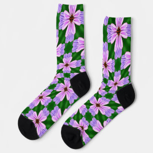 ピンク色の花の模様 ソックス