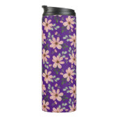 ピンク色の花の模様 タンブラー (回転右)