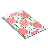 ピンク色の花の模様 ノートブック (右側)