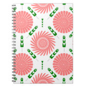 ピンク色の花の模様 ノートブック (正面)