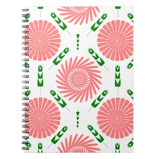 ピンク色の花の模様 ノートブック (正面)