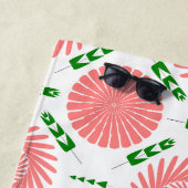 ピンク色の花の模様 ビーチタオル (インサイチュ)