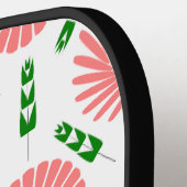 ピンク色の花の模様 ピックルボールラケット (左詳細)