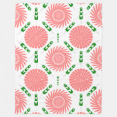 ピンク色の花の模様 フリースブランケット (正面)
