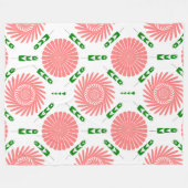 ピンク色の花の模様 フリースブランケット (正面(横))