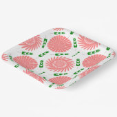 ピンク色の花の模様 ペーパープレート (傾斜あり)