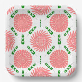 ピンク色の花の模様 ペーパープレート (正面)