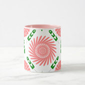 ピンク色の花の模様 マグカップ (中央)