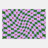 ピンク色の花の模様 ラッピングペーパーシート (正面2)