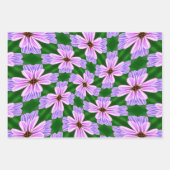 ピンク色の花の模様 ラッピングペーパーシート (正面)