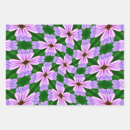 ピンク色の花の模様 ラッピングペーパーシート