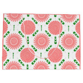 ピンク色の花の模様 ラージペーパーバッグ (裏面)