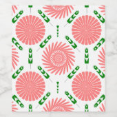 ピンク色の花の模様 ワインラベル (シングルラベル)