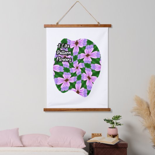 ピンク色の花の模様 吊り下げ型タペストリー (寝室)