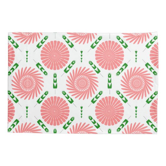 ピンク色の花の模様 枕カバー (裏面)