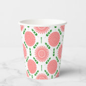 ピンク色の花の模様 紙コップ (正面)