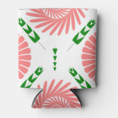 ピンク色の花の模様 缶クーラー (正面)