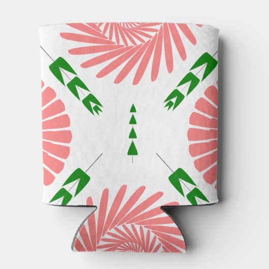 ピンク色の花の模様 缶クーラー (裏面)