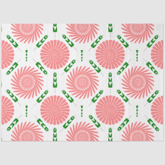 ピンク色の花の模様 薄葉紙 (正面)
