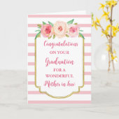 ピンク色の花の母が法学卒業 カード (黄色い花)