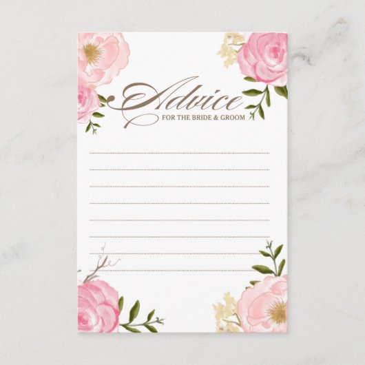 ピンク色の花の結婚アドバイスカード アドバイスカード (正面)
