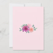 ピンク色の花の結婚式招待状 招待状 (裏面)