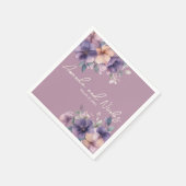 ピンク色の花の結婚紙ナプキン スタンダードカクテルナプキン (角)