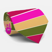 ピンク色の花の色ストライプ ネクタイ (ロール)