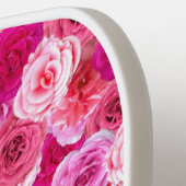 ピンク色の花の色合いピンクのフローラ ピックルボールラケット (左詳細)