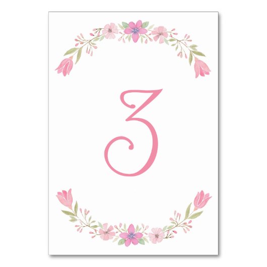 ピンク色の花の表の番号 テーブルナンバー (正面)