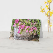 ピンク色の花の誕生日 カード (黄色い花)