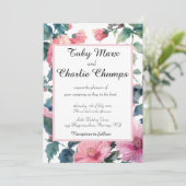 ピンク色の花はデリケート結婚な 招待状 (スタンド正面)