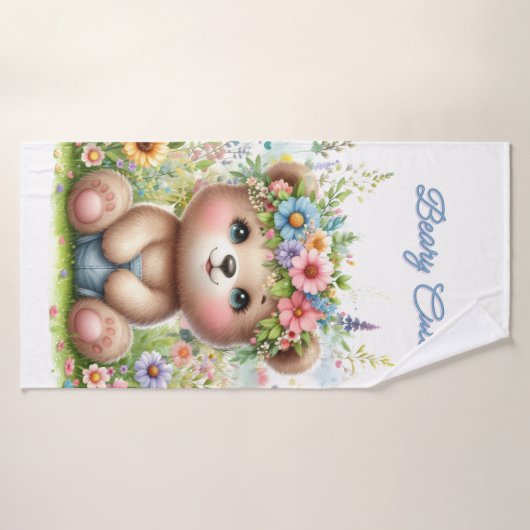 ピンク色の花びらバスタオルと可愛い女の子たち バスタオル (バスタオル)