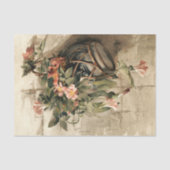 ピンク色の花ぶら下がったが花瓶に入ったデコページ 薄葉紙 (正面)