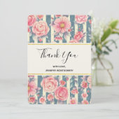 ピンク色の花を咲かせるストライプありがとう サンキューカード (スタンド正面)