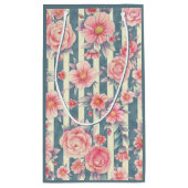 ピンク色の花を咲かせるストライプありがとう スモールペーパーバッグ (裏面)