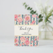 ピンク色の花を咲かせるストライプありがとう ポストカード (スタンド正面)