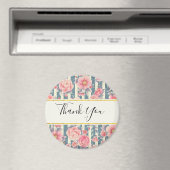 ピンク色の花を咲かせるストライプありがとう マグネット (インサイチュ (食洗機))