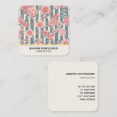 ピンク色の花を咲かせるストライプスクウェア・ビジネス スクエア名刺 (正面/裏面)