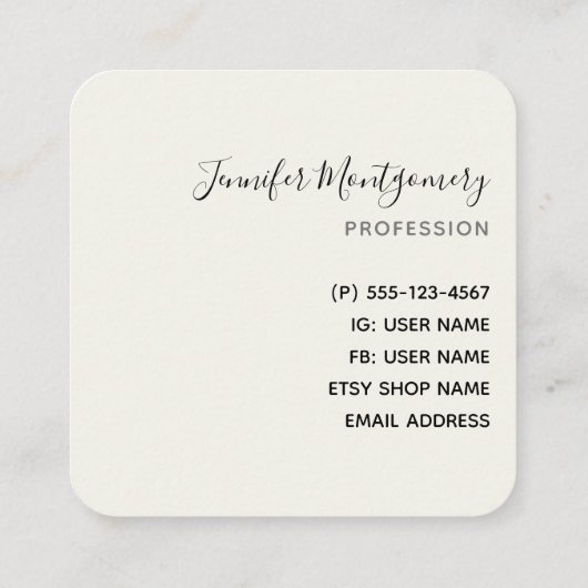 ピンク色の花を咲かせるストライプスクエアビジネス スクエア名刺 (裏面)