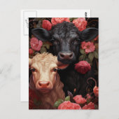 ピンク色の花を咲かせる牛 ポストカード (正面/裏面)