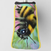 ピンク色の花を咲かせる美しいハチ ゴルフヘッドカバー (回転90)