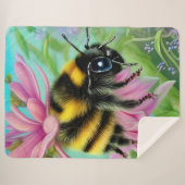 ピンク色の花を咲かせる美しいハチ シェルパブランケット (正面(横))