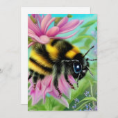 ピンク色の花を咲かせる美しいハチ シーズンカード (正面/裏面)