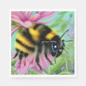 ピンク色の花を咲かせる美しいハチ スタンダードランチョンナプキン (正面)