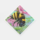 ピンク色の花を咲かせる美しいハチ スタンダードランチョンナプキン (角)