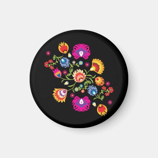 ピンク色の花を持つポーランドの民間伝承 マグネット (正面)