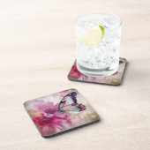 ピンク色の花を持つ夢のような蝶 コースター (右側)