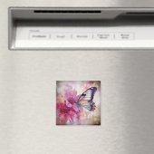 ピンク色の花を持つ夢のような蝶 マグネット (インサイチュ (食洗機))