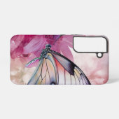 ピンク色の花を持つ夢のような蝶 SAMSUNG GALAXYケース (裏面横)